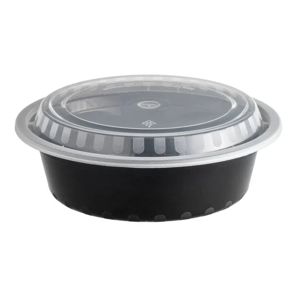 C4- 32oz Black Round Container with Lid 150pcs