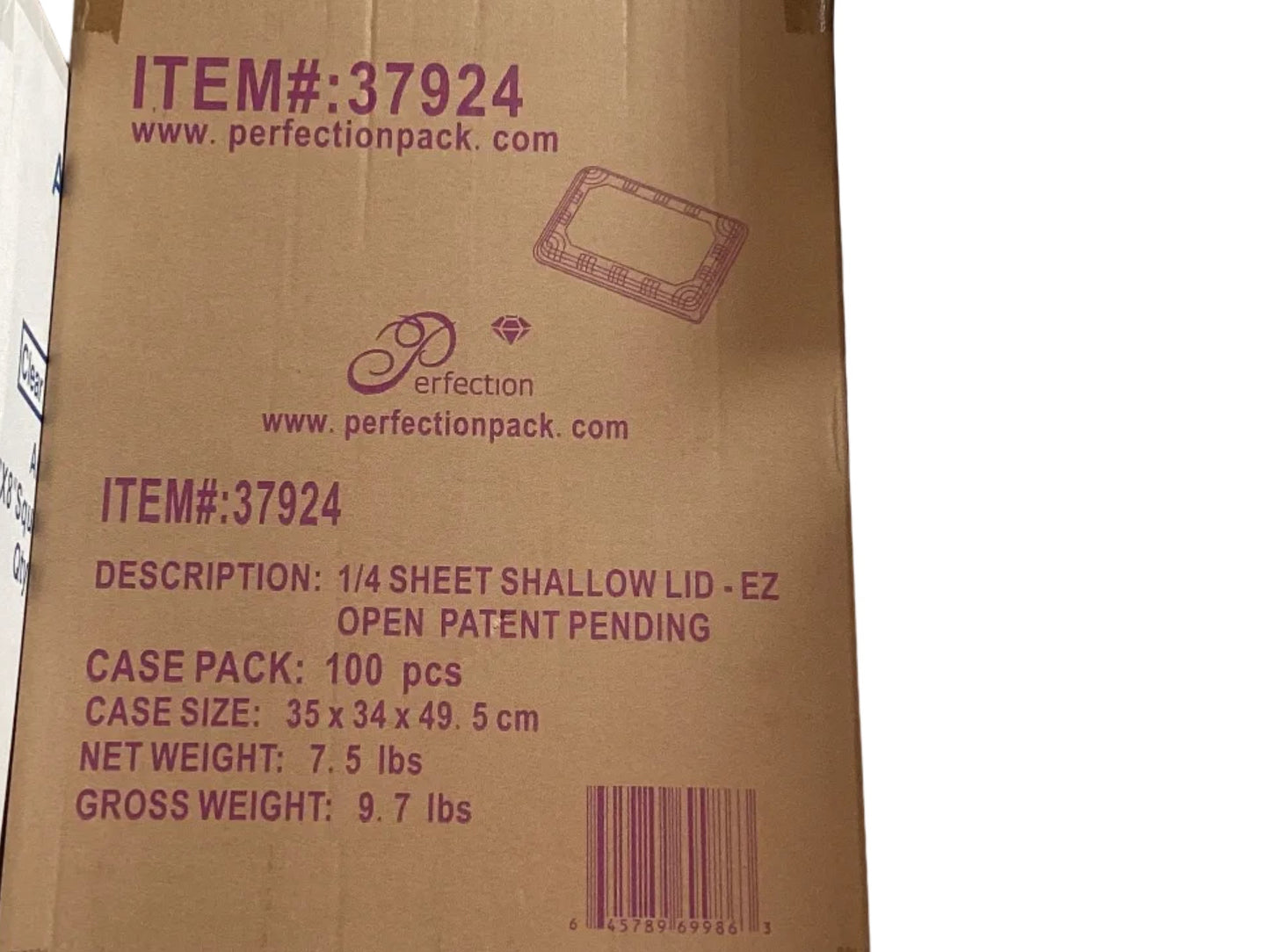 B2- 1/4 Sheet Shallow Lid- Ez Open Patent Pending 100pcs 35x34x49.5cm 37924