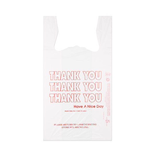 T-shirt Bag 8"X6"X16" White 13 MIC 700pcs F1019