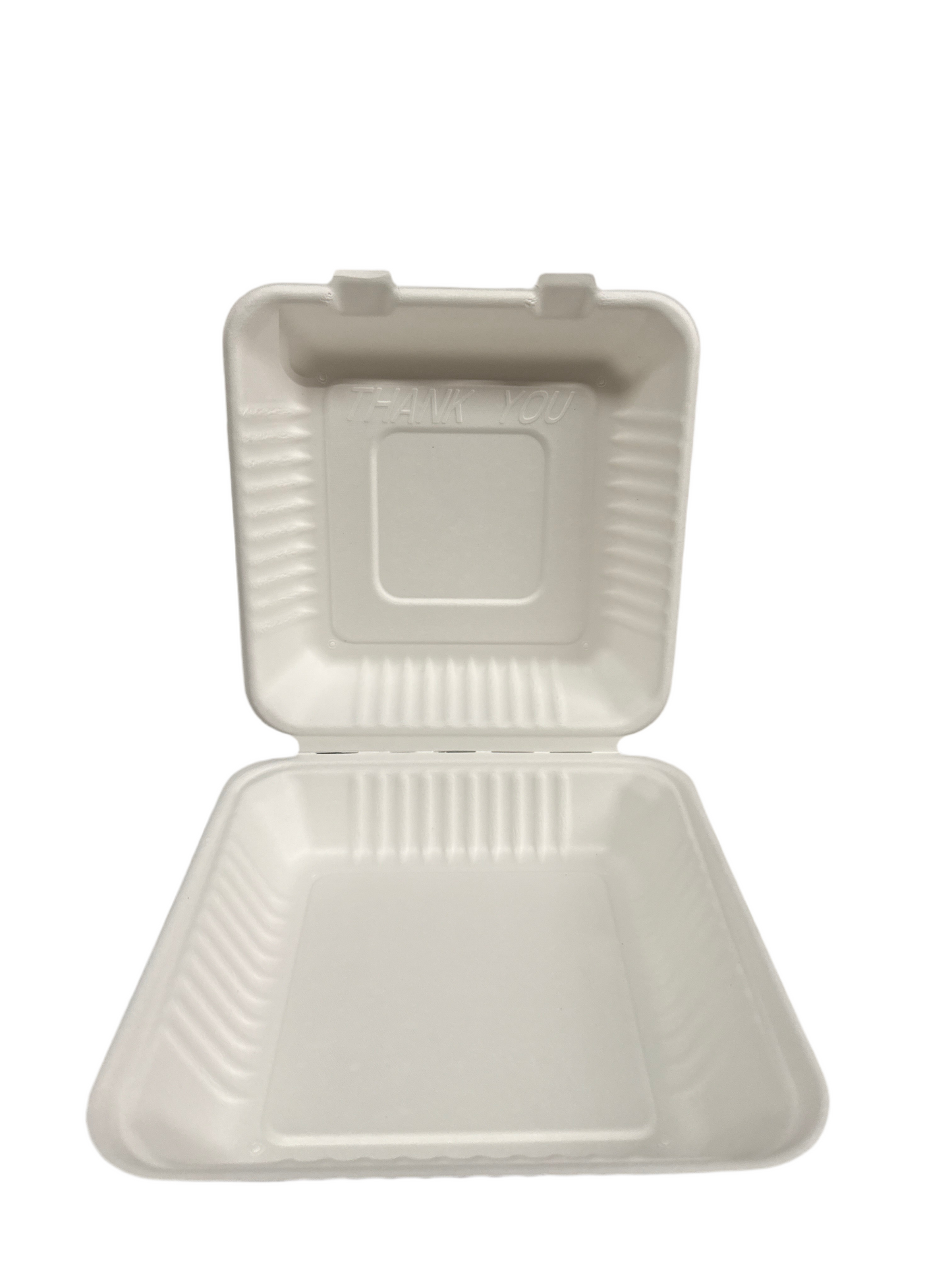 (331) Sugarcane White Hinged container 9x9 200pcs/case PFAS FREE