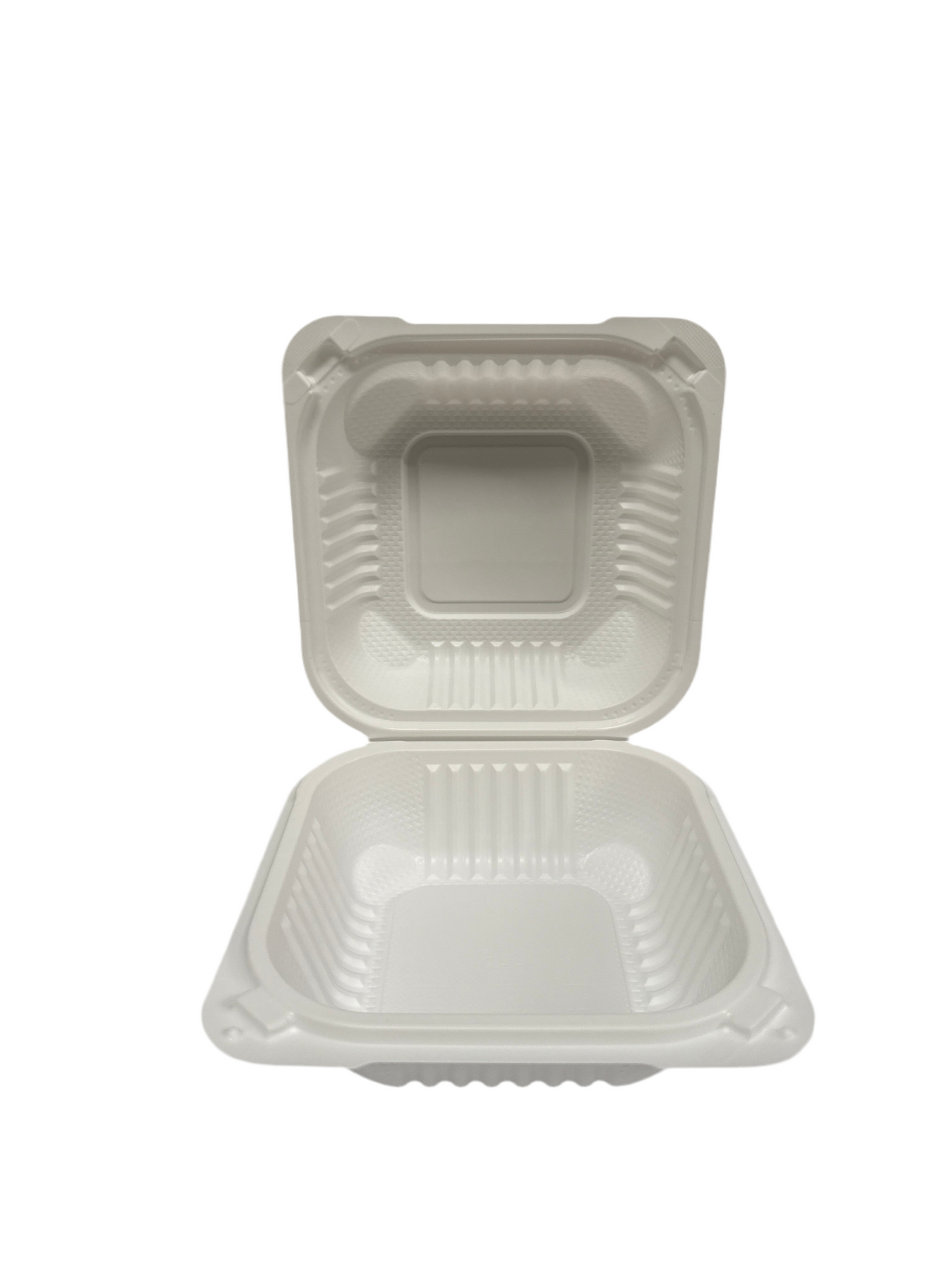 (232) PP ECO White Hinged Container 6x6x3" 250pcs/case