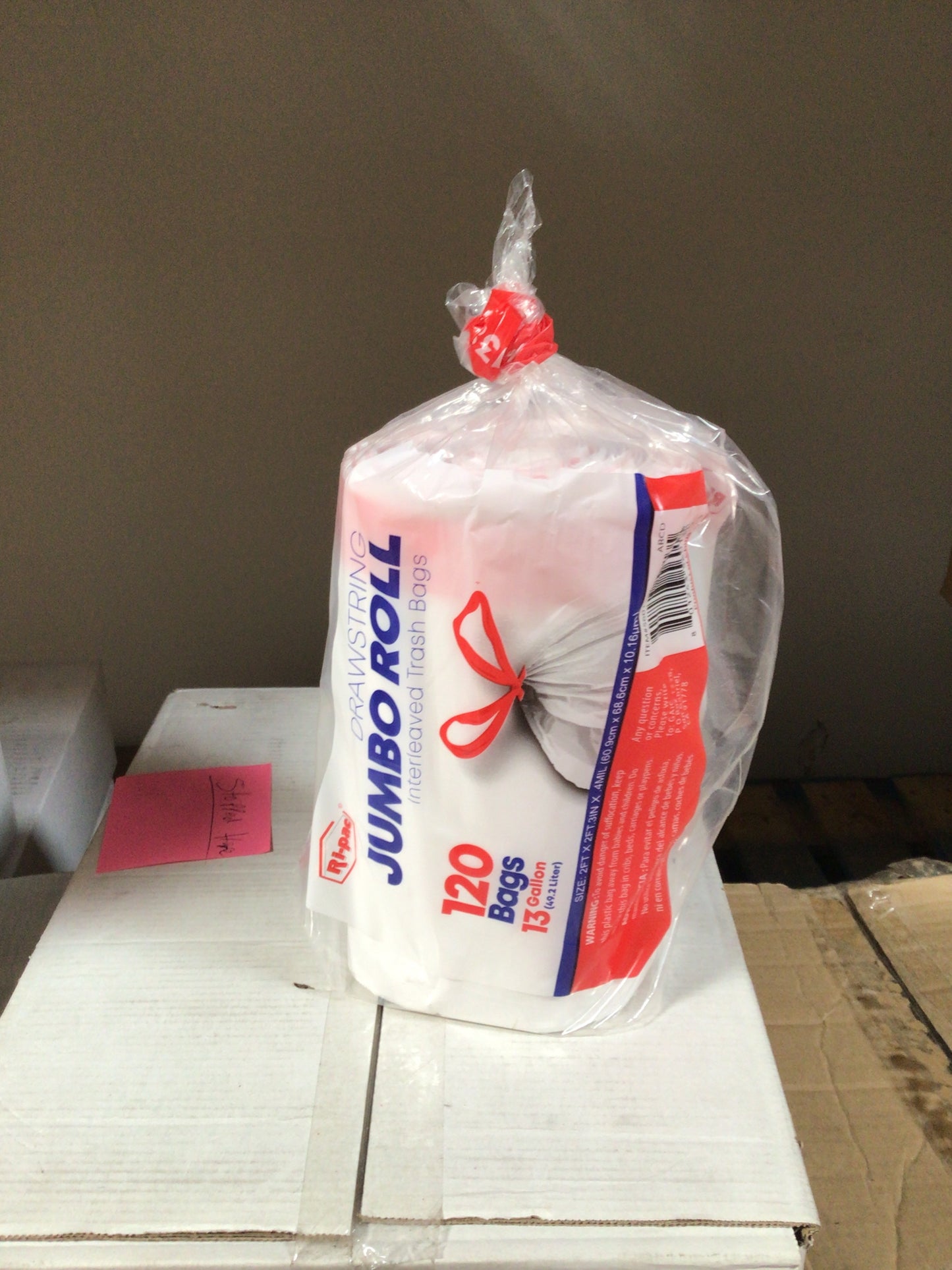 A3 Drawstring Jumbo Roll Trash Bag White 13 Gallon 120pcs