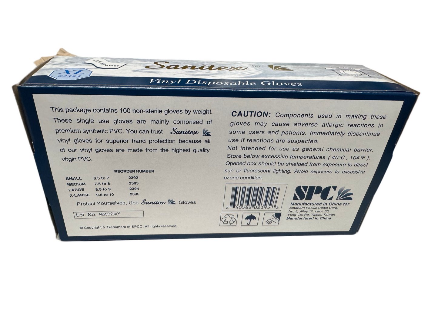 Sanitex Vinyl Disposable Gloves - 100Pcs 10/ Box - X-Large