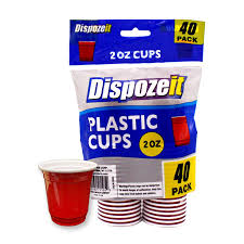 DISPOZEIT PLASTIC CUP 2 OZ 40 CT 2.5 G REGULAR 2 TONE RED & WHITE