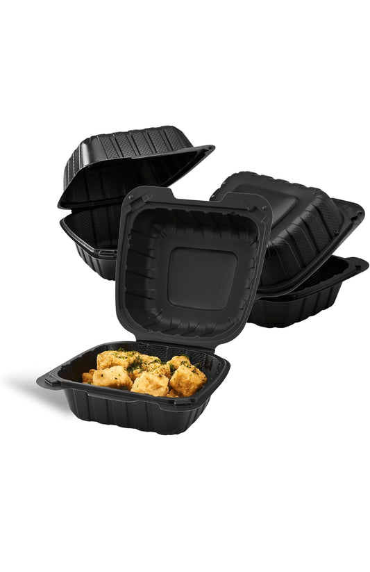 RL2-15 6x6 Black Hinged Containers Microwaveable 250PCS
