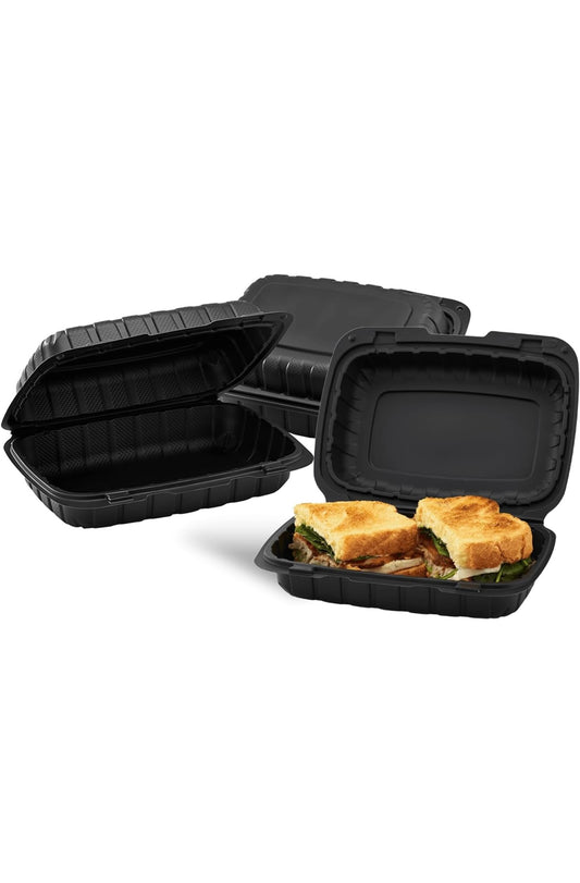 RL2-15 9x6 Black Hinged Containers Microwaveable 150PCS A1003