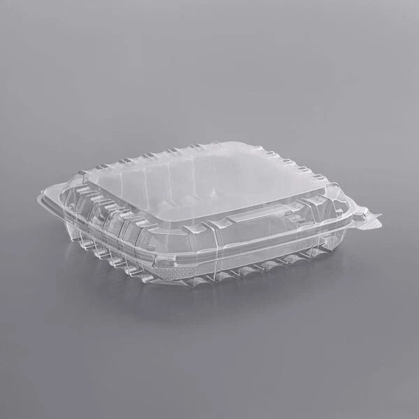 B6- Clear PS Hinged container 8"x8"x2" 250pcs/case