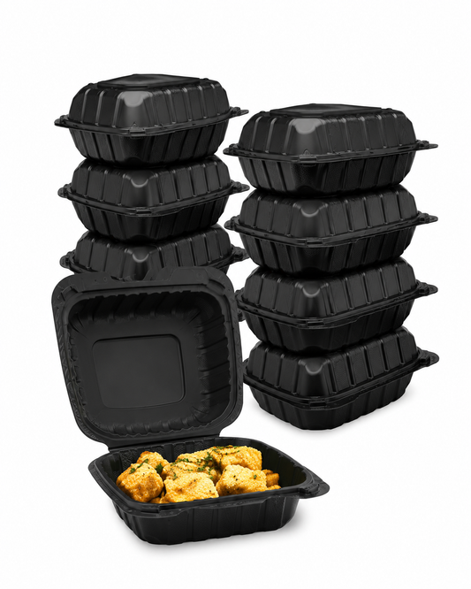 RL2-15 6x6 Black Hinged Containers Microwaveable 250PCS