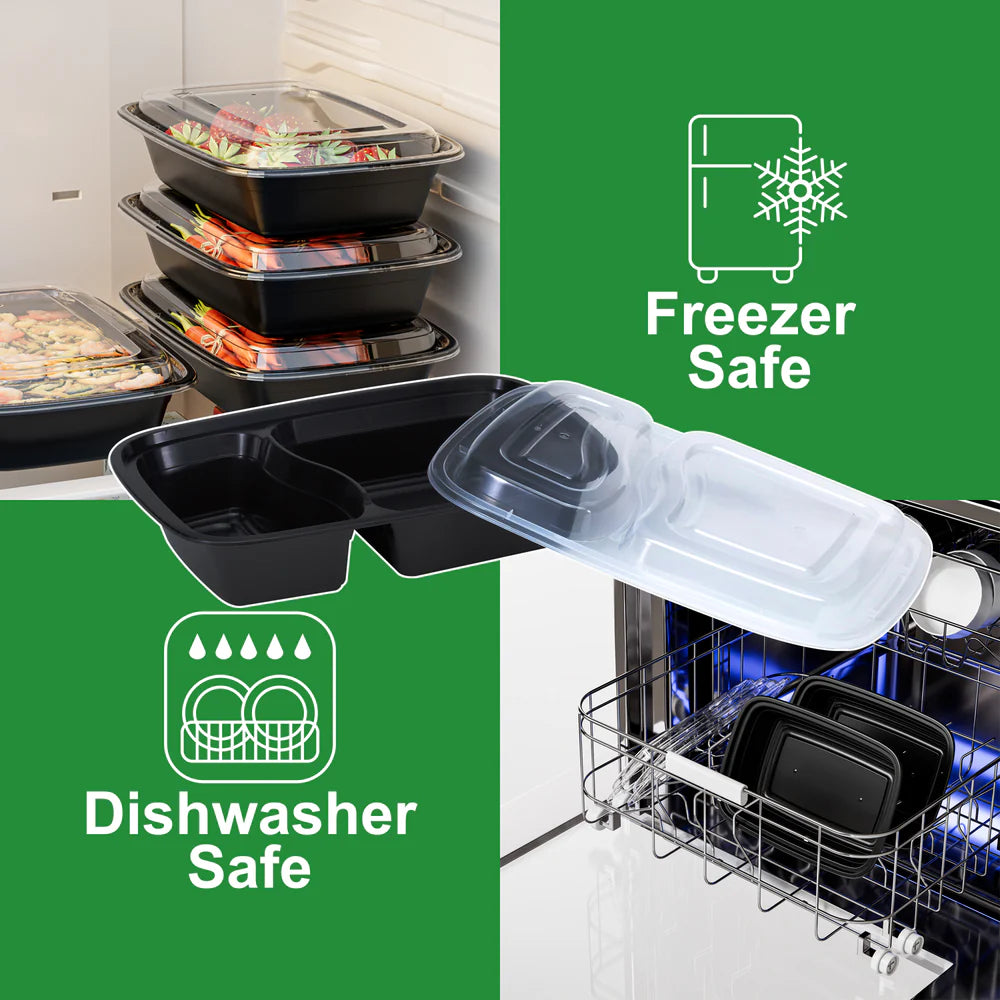 28oz Black Rectangle Container 2-Combo 150pcs