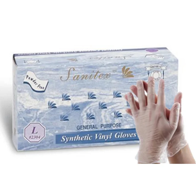 Sanitex Clear Vinyl 4 mil Industrial Gloves - Powder Free - 100/BX - 10BX/CS - Case of 1000 Gloves