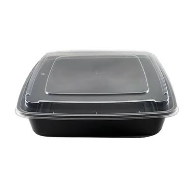 48 oz Square Combo Container Black Base 150/pcs B1011