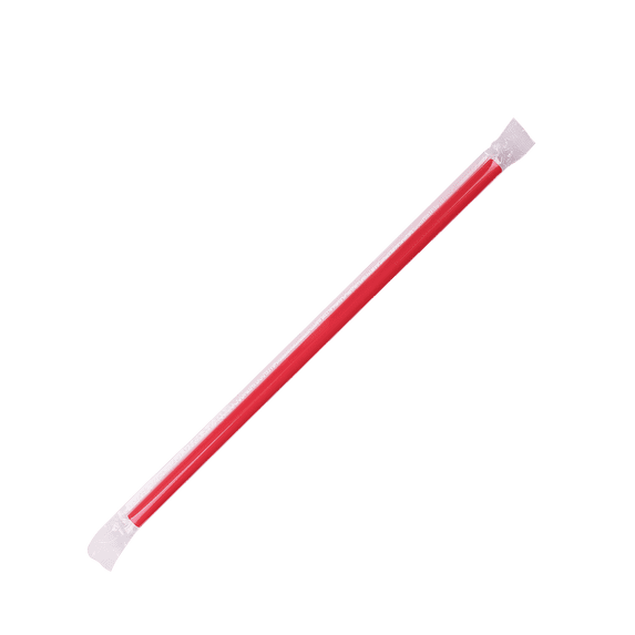 9-inch Plastic Giant Red Drinking Straws Individually Wrapped 2,500pcs