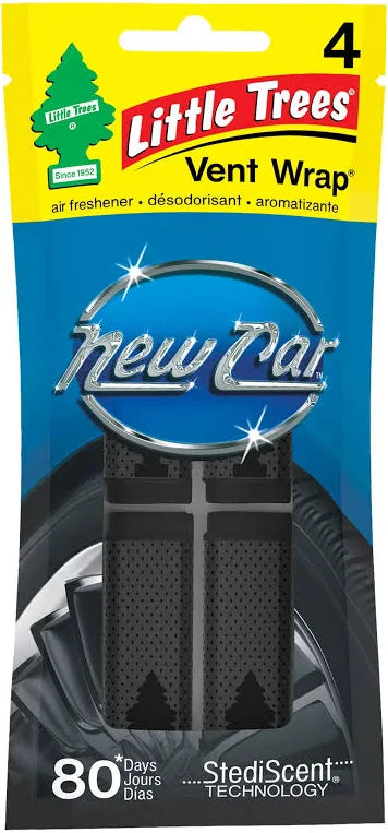 LITTLE TREES CAR FRESHENER 4 CT VENT WRAP NEW CAR