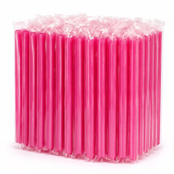 Plastic Smoothie Boba Straws Disposable, Individually Wrapped Wide Straws