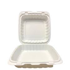 6'X6' SUGARCANE WHITE HINGED CONTAINER 500/PCS A1018