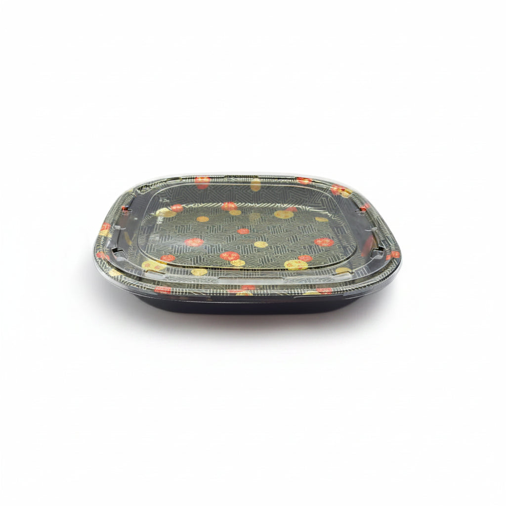 14.17"×14.17" PET Square Sushi Sakura Container 60/Case