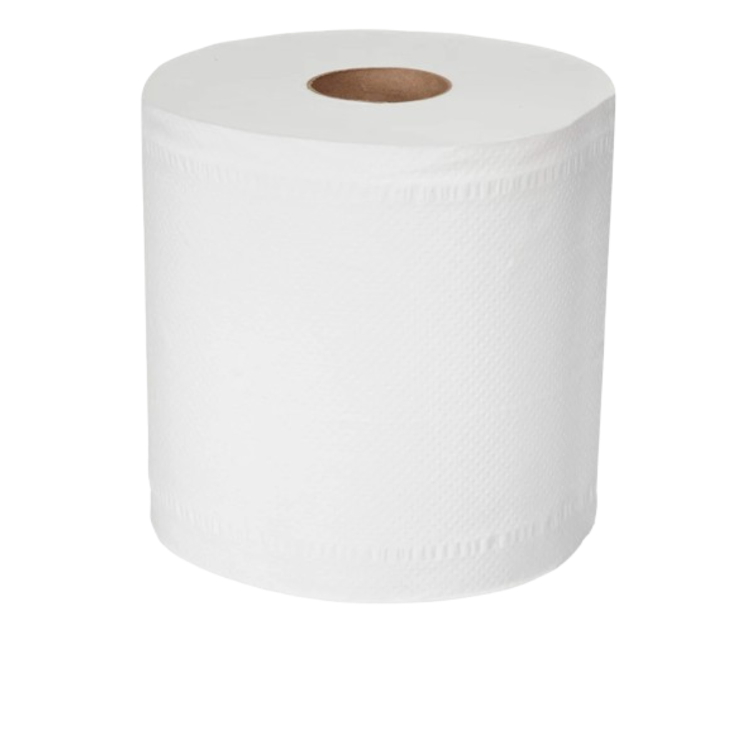 2-Ply White Embossed Centerpull Towel Roll, 600 Sheets, Wrapped for Hygiene