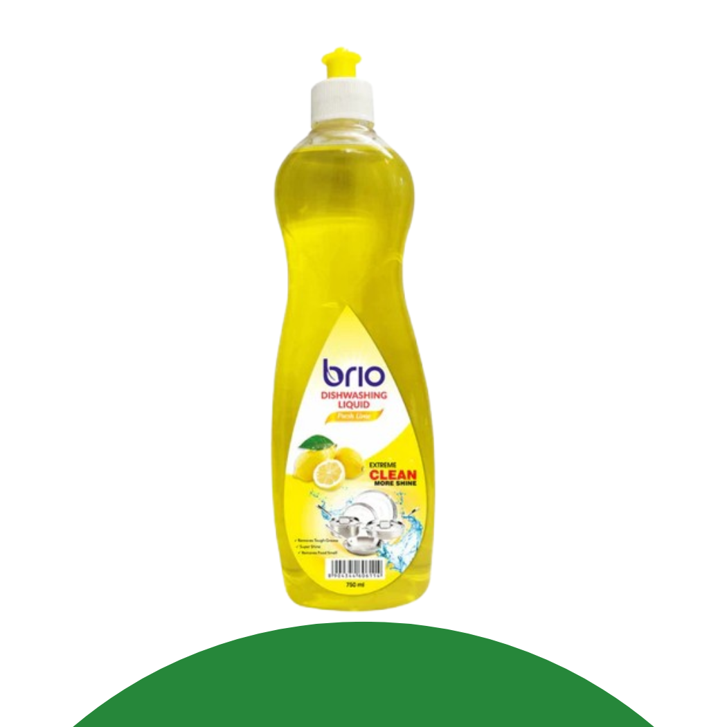 Brio Dishwashing Liquid 750ml Fresh Lemon grease remover bottle