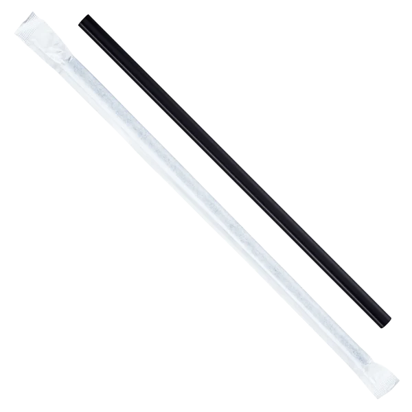 Giant Straws Individually Wrapped Black (0.31" x 9") 2,500ct