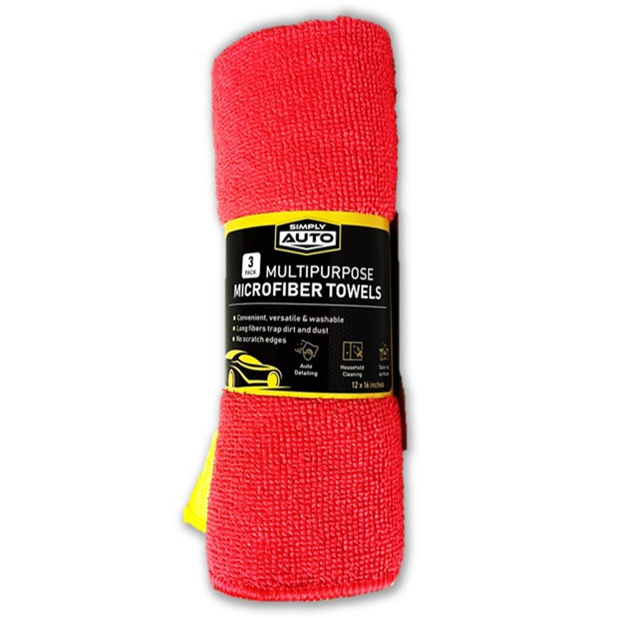 Simply Auto Multipurpose Microfiber Towel Display 3 Pk Asstd Colors ( 36 pack)