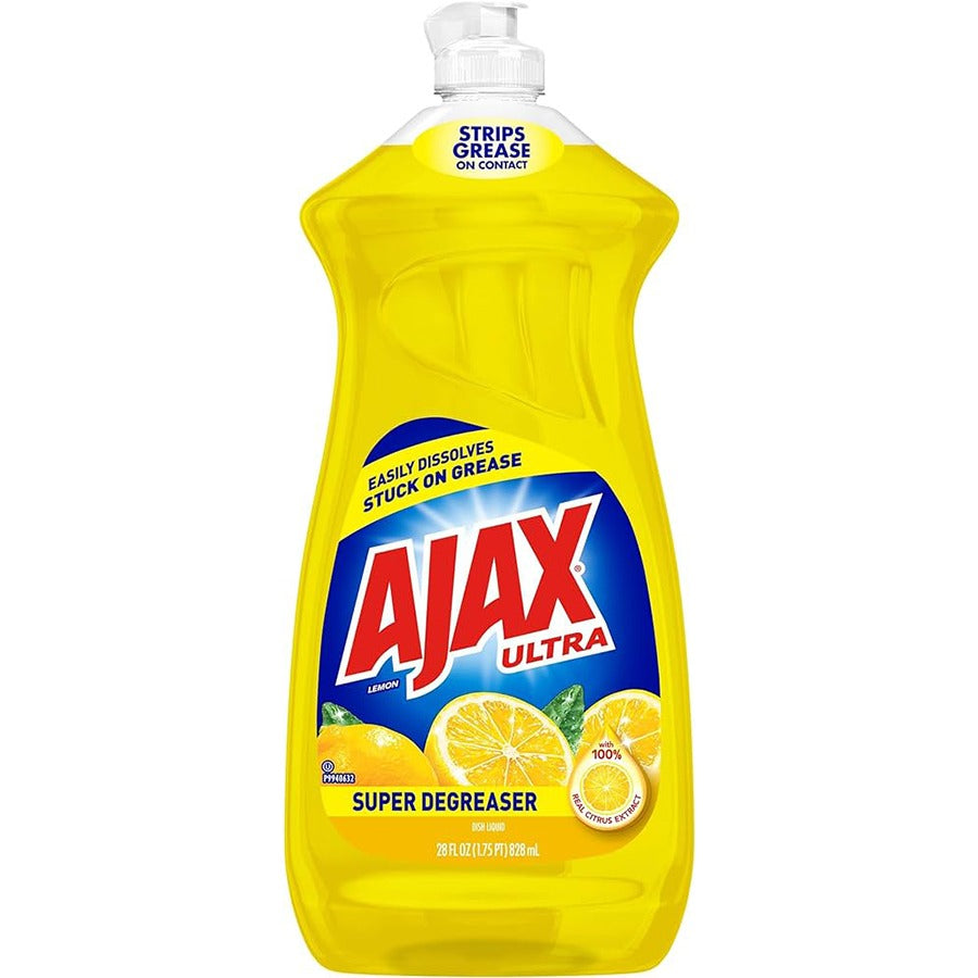 Ajax Dishwash Liquid 28 Oz Lemon Super Degreaser ( 9 pack)