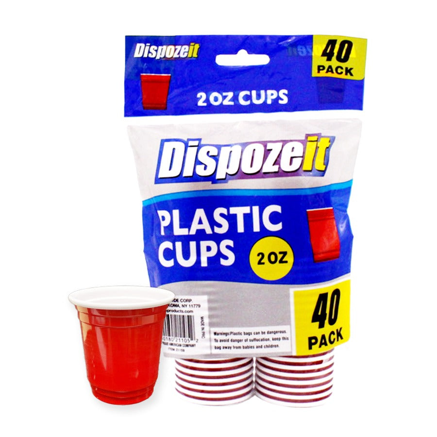 Dispozeit Plastic Cup 2 Oz 40 Ct 2.5 G Regula 2 Tone Red & White (48 Pack)