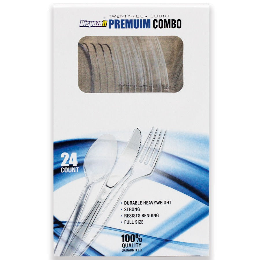 Dispozeit Plastic Cutlery 24 Ct Heavy Duty Combo Boxed (48 Pack)