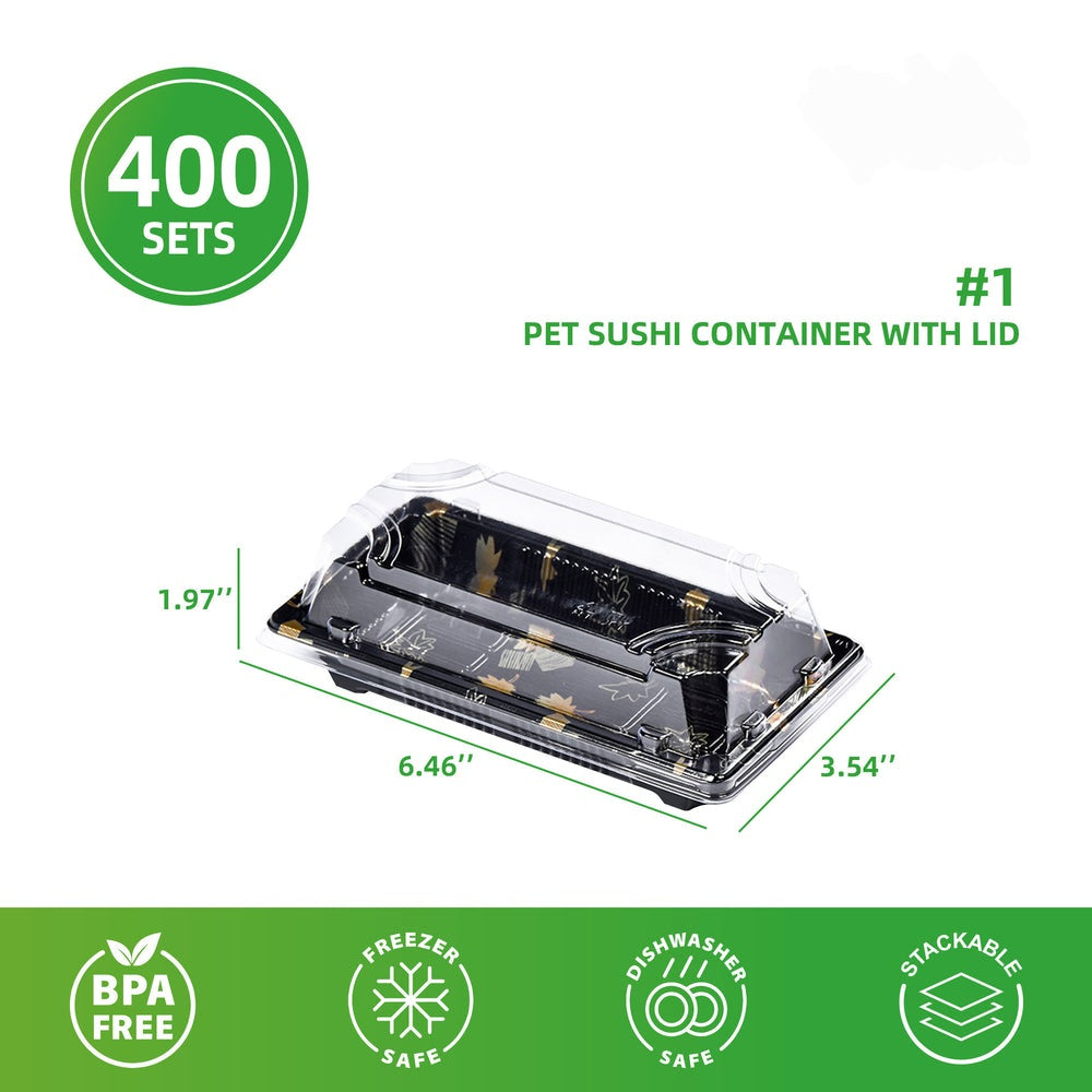 RL4-29 #1 PET SUSHI CONTAINER WITH LID 6.5"×3.5"×2" 400pcs