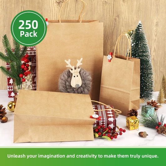 #3 - 8" x 4.5" x 10.25" Natural Kraft Paper Shopping Bag with Twist Handles - 250/Case