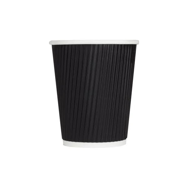 8 oz Paper Coffee Cups Ripple 80 mm Black 500pcs