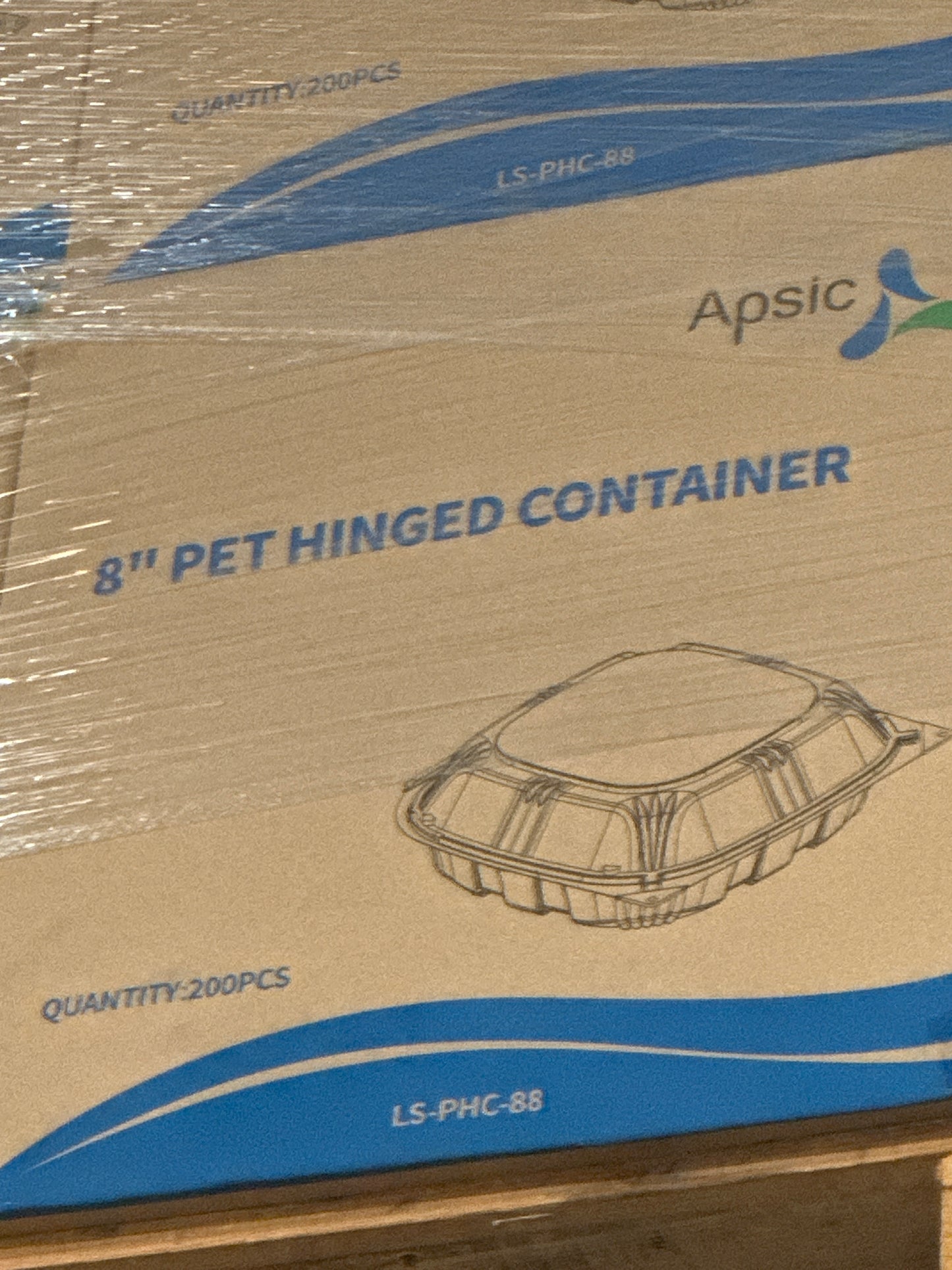 RL5-33 8”hinged container clear 200pcs