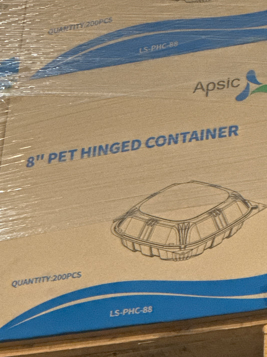 RL5-33 8”hinged container clear 200pcs