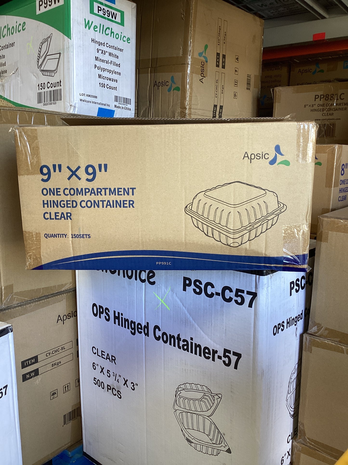 RL3-22 9x9 1 Compartment Clear Hinged Container 150/pcs Item# PP991C