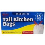 Ri-Pac" Drawstring 13GL/15CT, Tall Kitchen Bags, White