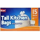RI-PAC Tall Kitchen Bags, white  13GL/15CT