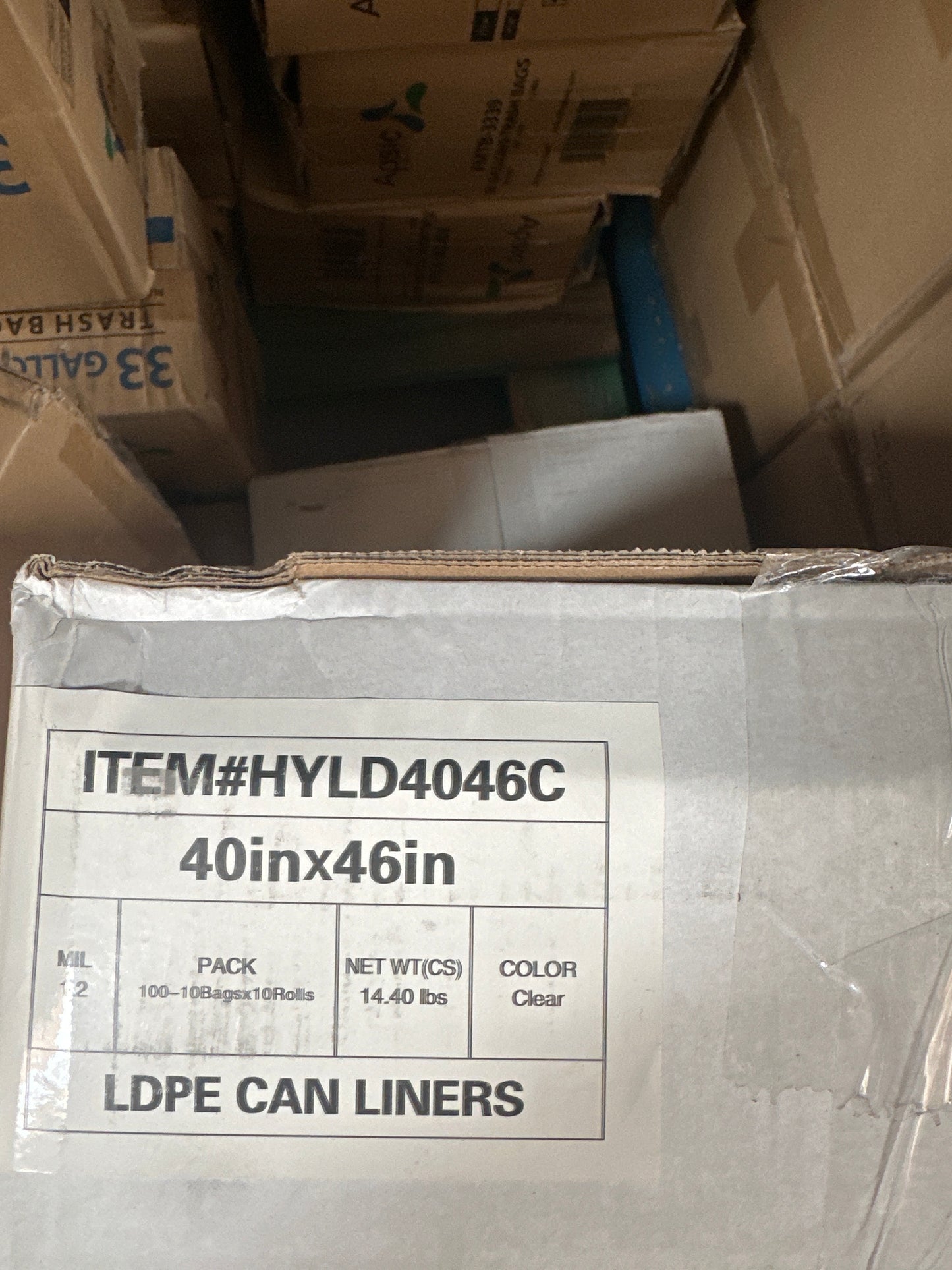 RL1-3 LDPE Can liners trash bag Clear 40x46 1.2 mil 100pcs