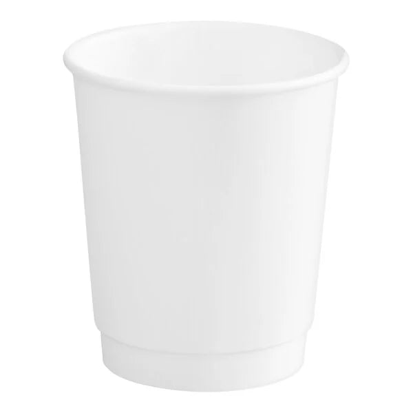 8 oz. Tall Smooth Double Wall White Paper Hot Cup - 500/Case