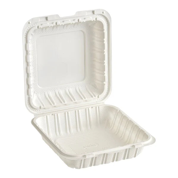 C5- 8x8 White Hinged Container PP Plastic Container 150PCS