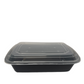 (1209) 38oz Rectangular Container: PP Black Base with Clear Lid 150pcs/case