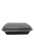 (1209) 38oz Rectangular Container: PP Black Base with Clear Lid 150pcs/case
