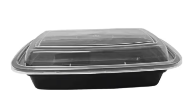 28oz Black Rectangle Container with Lid 150pcs