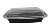28oz Black Rectangle Container with Lid 150pcs