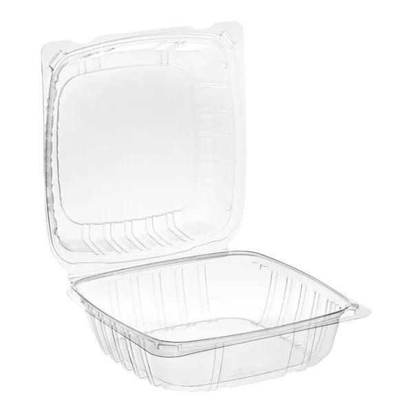 PET 8X8 1 Compartment Hinged container (Clear) 150ctn