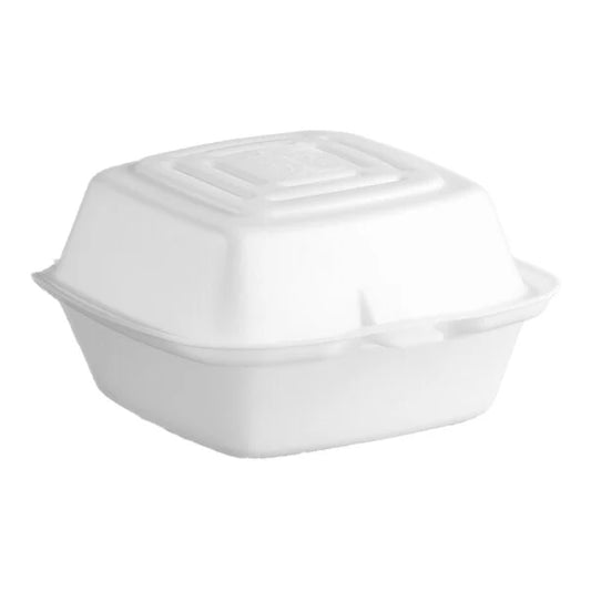 White disposable hinged hamburger container 6x6x3 inches – bulk 500 pack takeout food box
