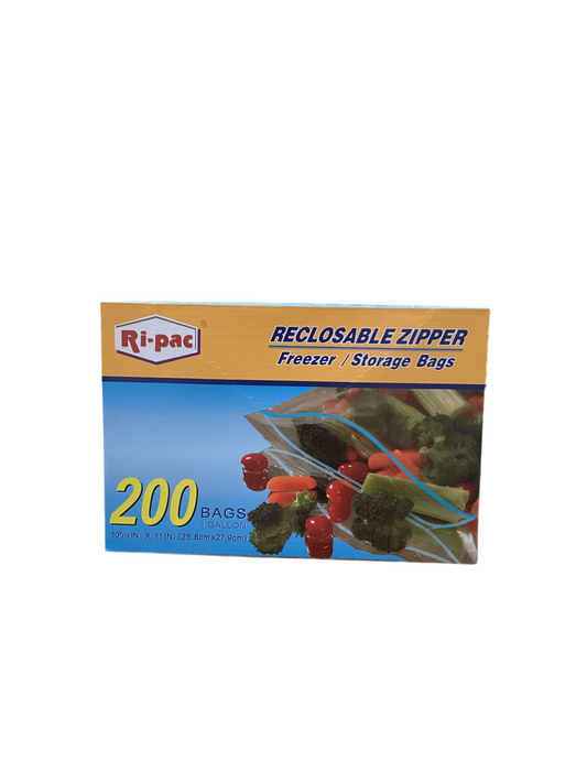 Ri-Pac 1 Gallon Freezer Storage Zipper Bags 200 Ct