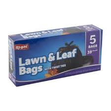 Ri-Pac Drawstring, 39GL/5CT, Lawn & Leaf Bags, Black