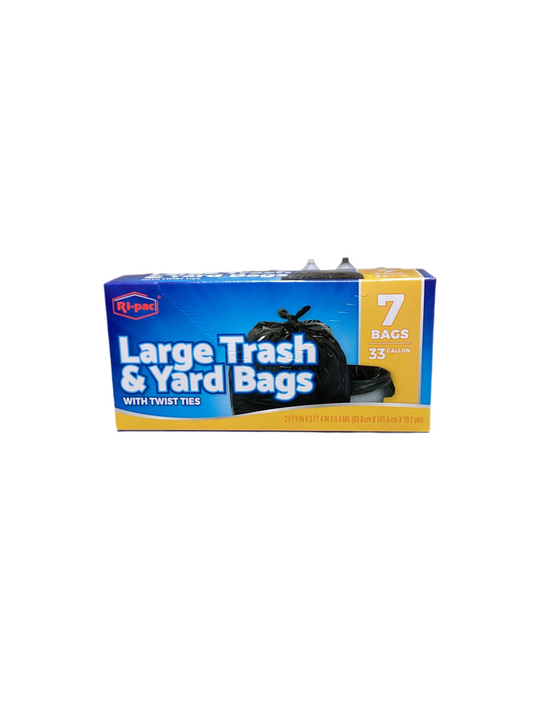 "Extra Strong" 33GL/ 7CT Large Trash & Yard Bags