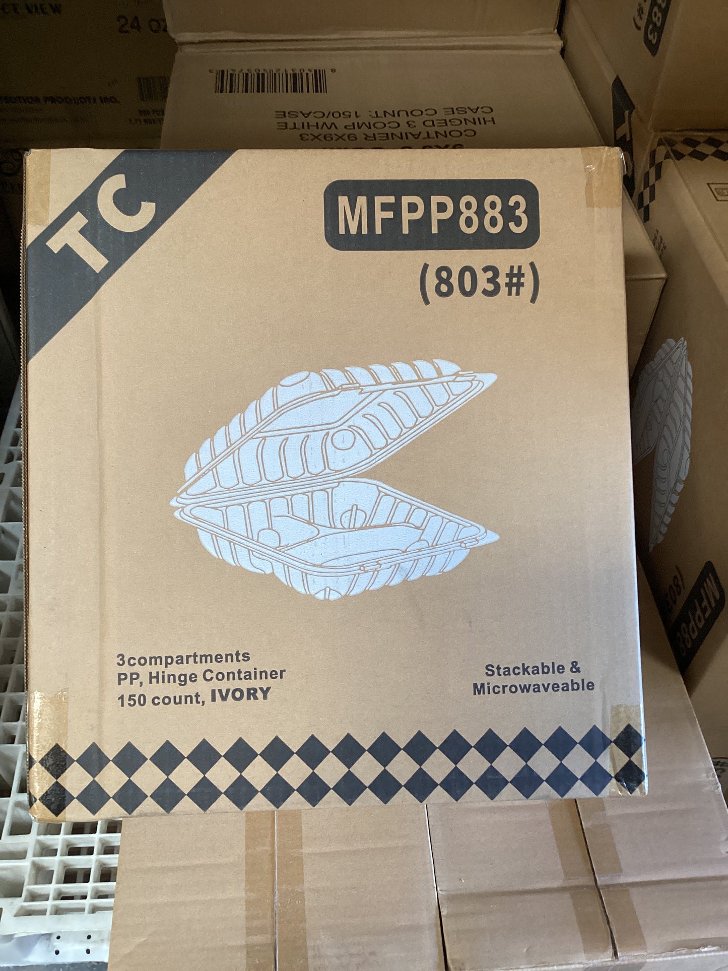 RL3-22 MFPP205 9x6 Ivory Hinged Container 150PCS.