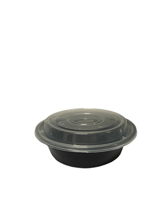 (1316) 16oz Round Container: PP Black Base with Clear Lid 150PCS/CASE