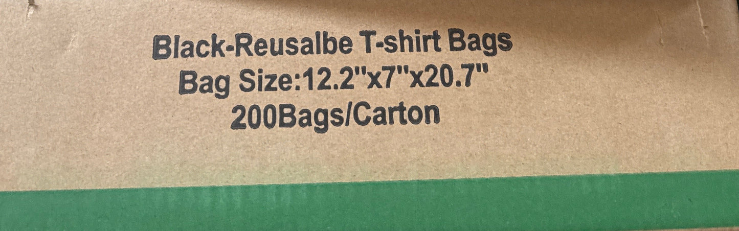 Black Reusable T-shirt Bags 12.2x7x20.7    200Bags/Carton